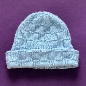 checkered knit beanie